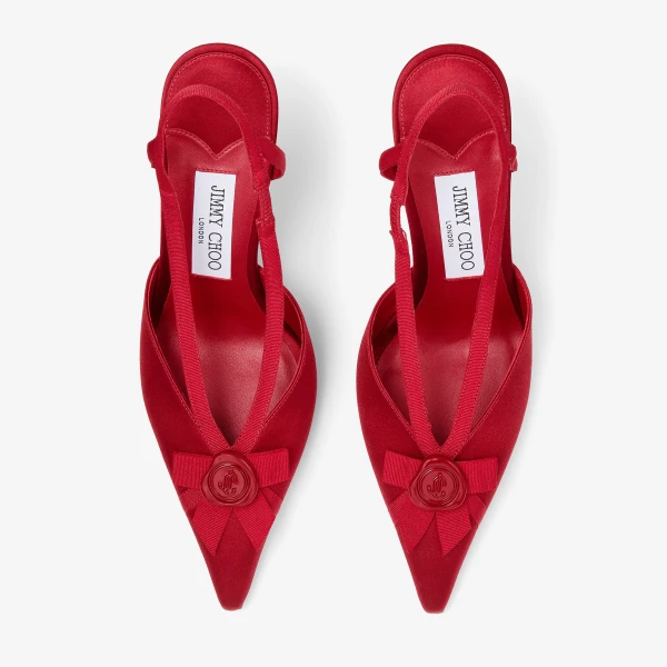 Ruby Red Jimmy Choo Faya 95 Slingbacks, view 5 | Heels