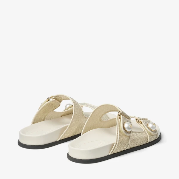 Champagne and Latte Jimmy Choo Fayence Sandal, view 5 | Sandals