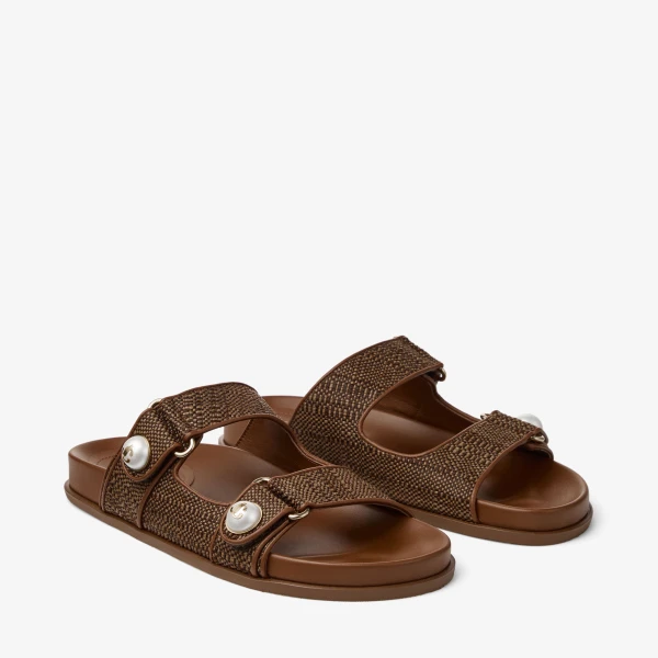 Tan Jimmy Choo Fayence Sandal, view 3 | Sandals