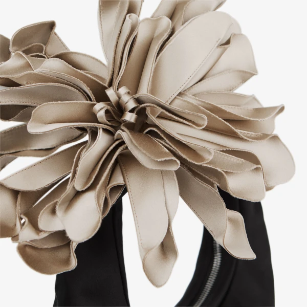 Black, Ecru and Silver Jimmy Choo Flower Hobo, view 3 | Shoulder & Crossbody Bags