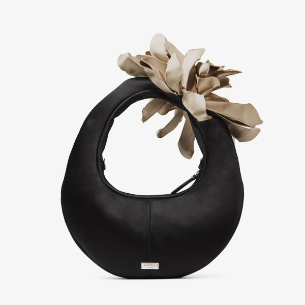 Black, Ecru and Silver Jimmy Choo Flower Hobo, view 5 | Shoulder & Crossbody Bags