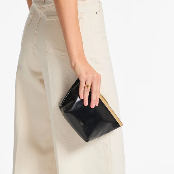 Black and Gold Jimmy Choo Ganache Clutch Bag, view 2 | Clutch Bags