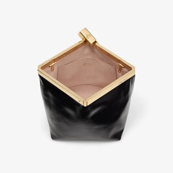Black and Gold Jimmy Choo Ganache Clutch Bag, view 3 | Clutch Bags