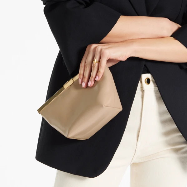 Chai and Gold Jimmy Choo Ganache Clutch Bag, view 2 | Clutch Bags