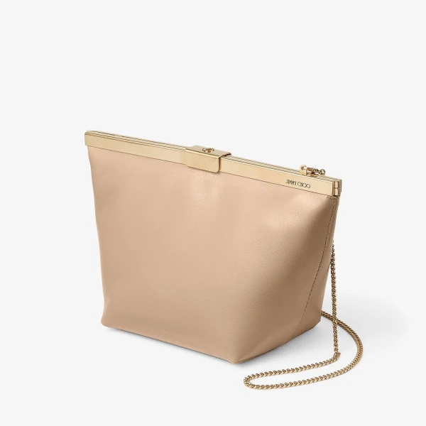 Chai and Gold Jimmy Choo Ganache Clutch Bag, view 3 | Clutch Bags