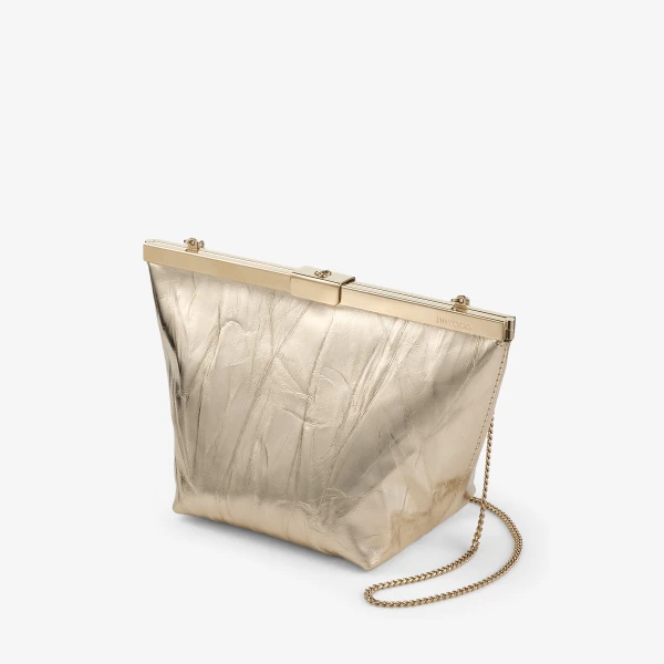 Light Platinum and Light Gold Jimmy Choo Ganache Clutch Bag, view 4 | Clutch Bags