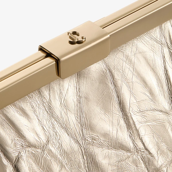 Light Platinum and Light Gold Jimmy Choo Ganache Clutch Bag, view 5 | Clutch Bags