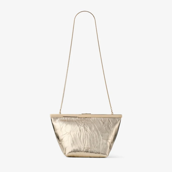 Light Platinum and Light Gold Jimmy Choo Ganache Clutch Bag, view 6 | Clutch Bags