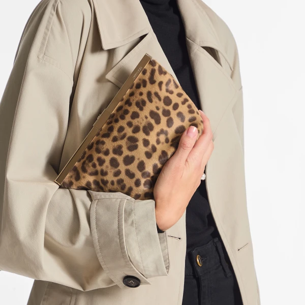 Natural and Light Gold Jimmy Choo Ganache Clutch Bag, view 2 | Clutch Bags