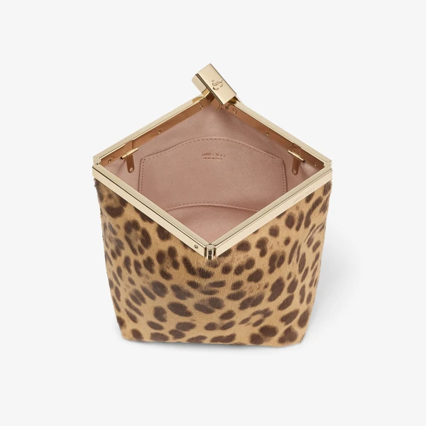 Natural and Light Gold Jimmy Choo Ganache Clutch Bag, view 3 | Clutch Bags