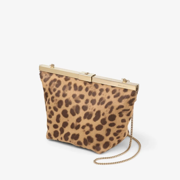 Natural and Light Gold Jimmy Choo Ganache Clutch Bag, view 4 | Clutch Bags