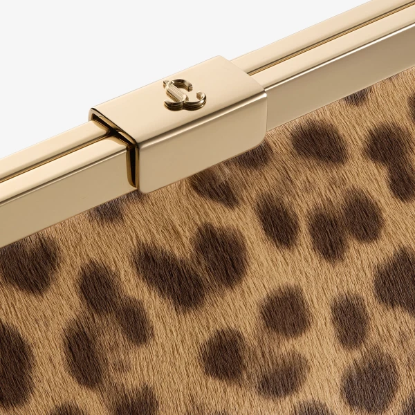 Natural and Light Gold Jimmy Choo Ganache Clutch Bag, view 5 | Clutch Bags