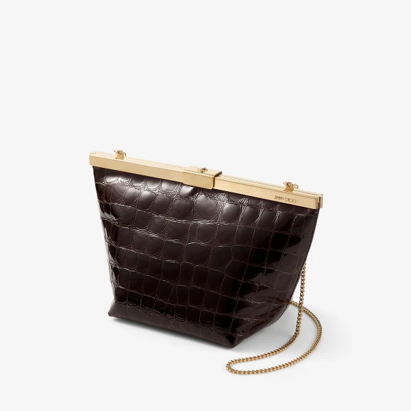 Sambuco and Gold Jimmy Choo Ganache Clutch Bag, view 4 | Clutch Bags