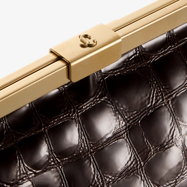 Sambuco and Gold Jimmy Choo Ganache Clutch Bag, view 5 | Clutch Bags
