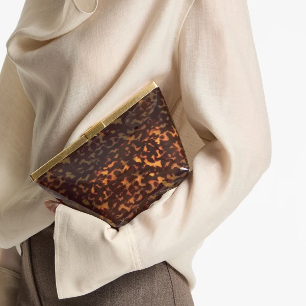 Tortoiseshell Jimmy Choo Ganache Clutch Bag, view 2 | Clutch Bags