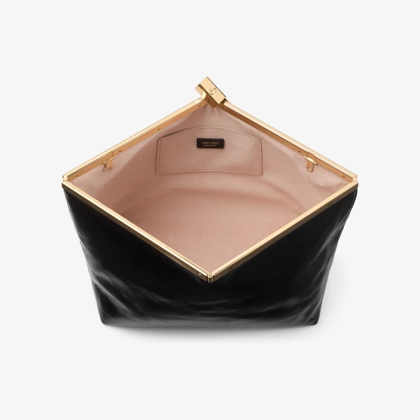 Black and Gold Jimmy Choo Ganache Clutch, view 4 | Clutch Bags