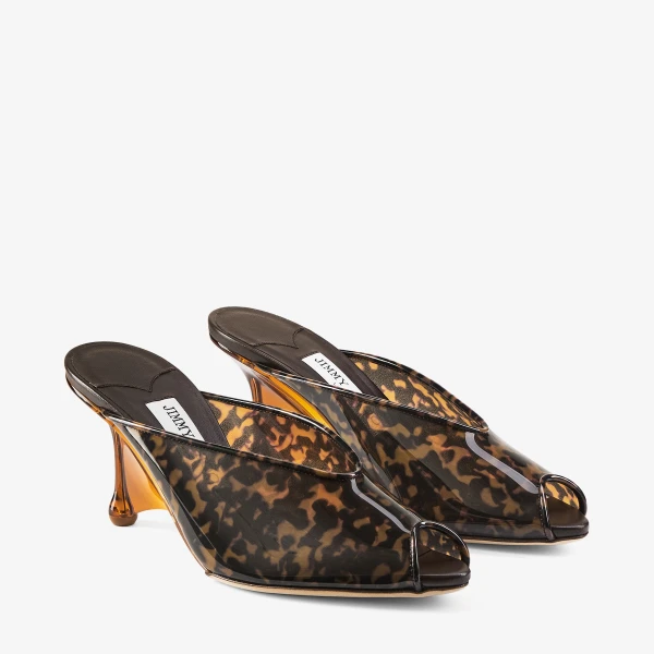 Amber Mix and Brown Mix Jimmy Choo Glace Mule 80, view 4 | Sandals