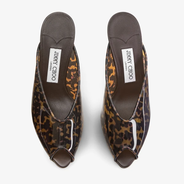 Amber Mix and Brown Mix Jimmy Choo Glace Mule 80, view 6 | Sandals