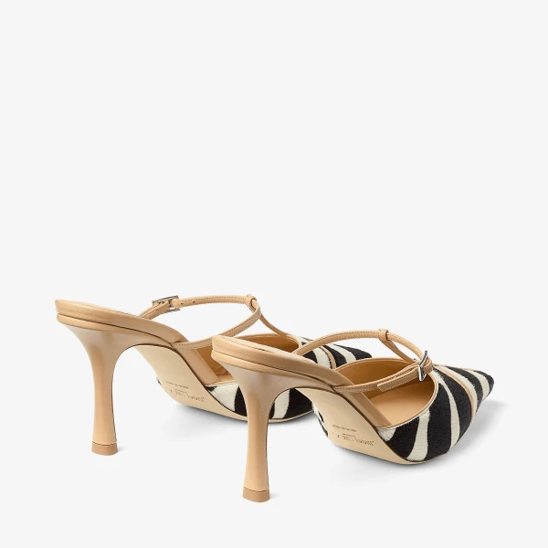Black and White MIX Jimmy Choo Gloria Mule 85, view 5 | Mules