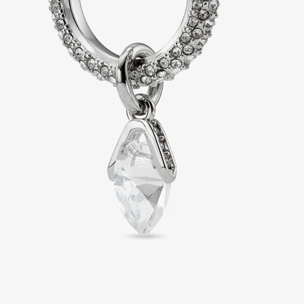 Silver and Crystal Jimmy Choo Heart Hoops, view 4 | Earrings