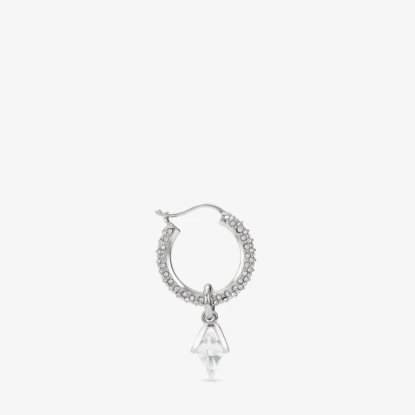 Silver and Crystal Jimmy Choo Heart Hoops, view 5 | Earrings