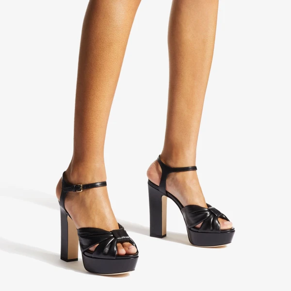 Black Jimmy Choo Heloise 120 Platform Sandals, view 2 | Sandals