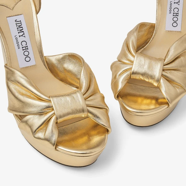 Gold Jimmy Choo Heloise 120 Platform Sandals, view 4 | Sandals