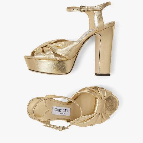 Gold Jimmy Choo Heloise 120 Platform Sandals, view 5 | Sandals
