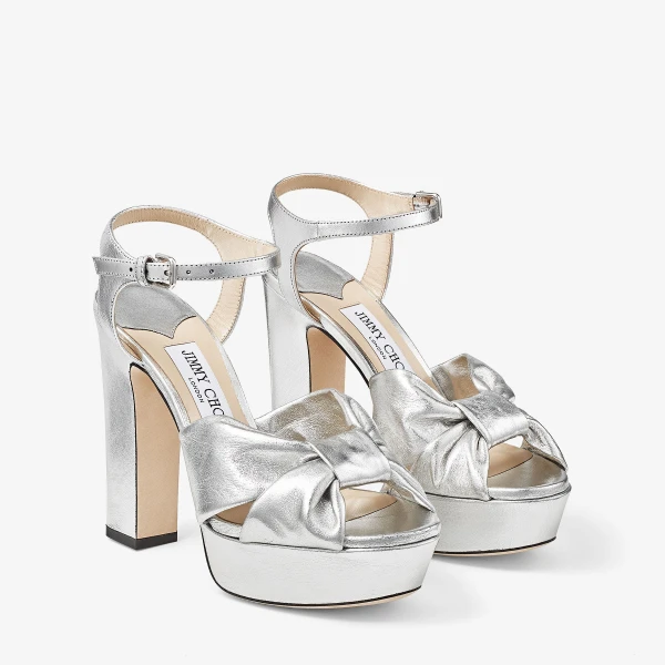 Silver Jimmy Choo Heloise 120 Platform Sandals, view 3 | Sandals
