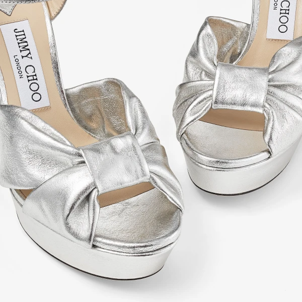Silver Jimmy Choo Heloise 120 Platform Sandals, view 4 | Sandals
