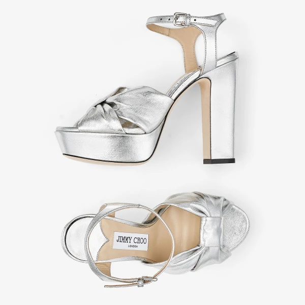 Silver Jimmy Choo Heloise 120 Platform Sandals, view 5 | Sandals
