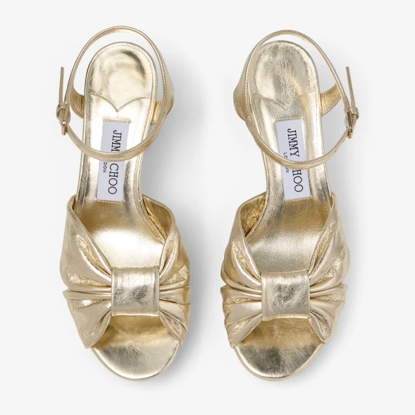 Light Gold Jimmy Choo Heloise 80 Platform Sandals, view 4 | Sandals