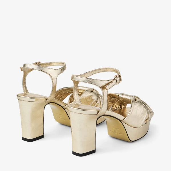Light Gold Jimmy Choo Heloise 80 Platform Sandals, view 5 | Sandals