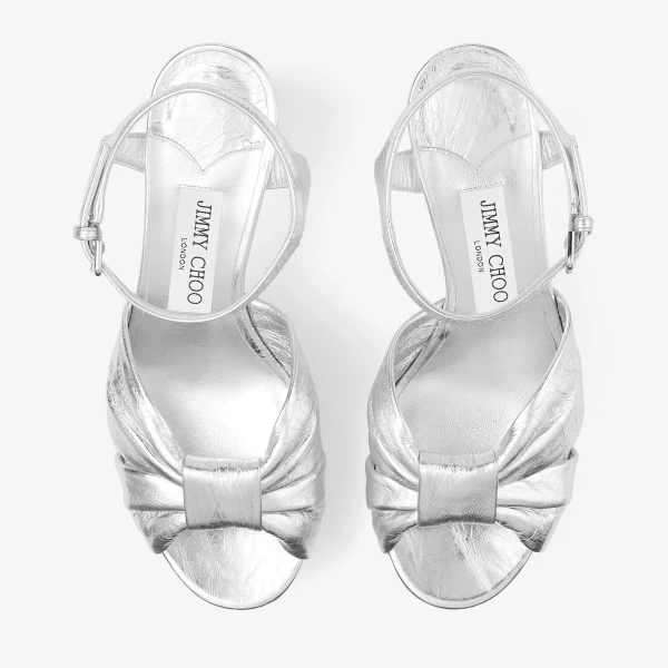 Silver Jimmy Choo Heloise 80 Platform Sandals, view 4 | Sandals