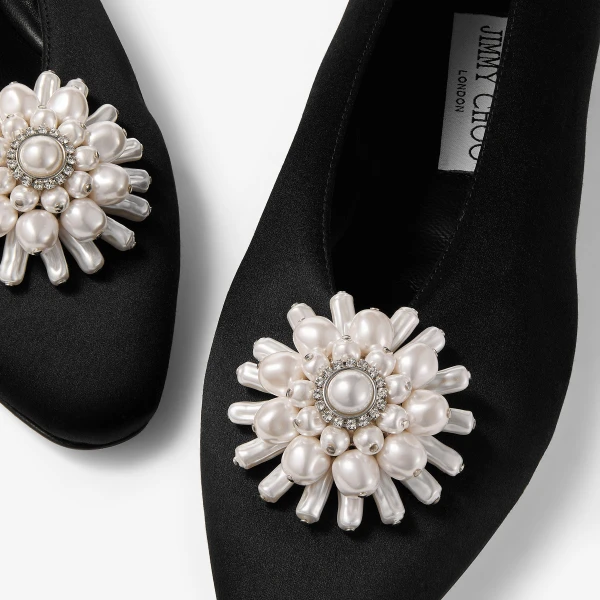 Black, Pearl and Crystal Jimmy Choo Ines Flat, view 5 | Flats