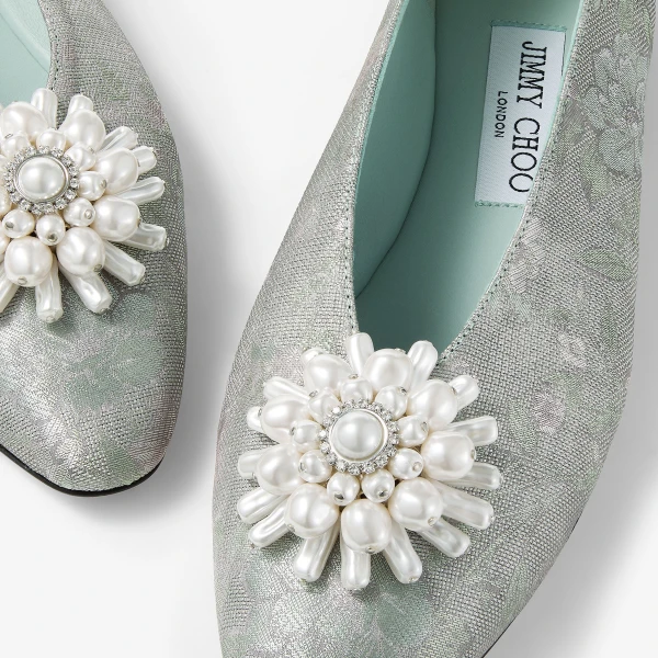 Light Verde, Pearl and Crystal Jimmy Choo Ines Flat, view 5 | Flats