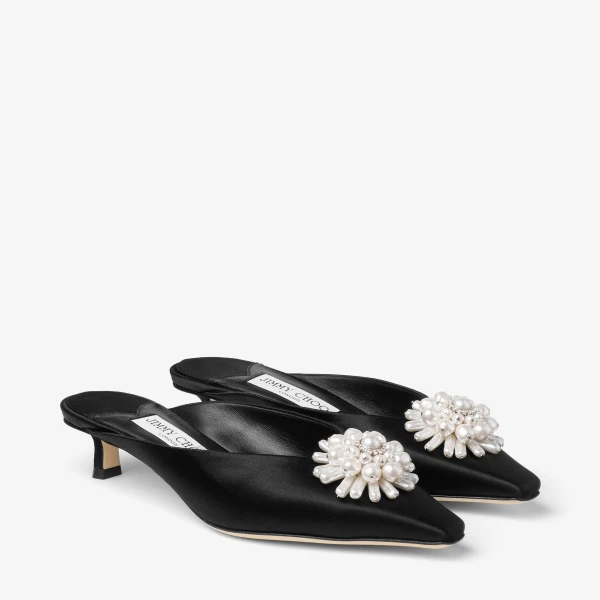 Black, Pearl and Crystal Jimmy Choo Ines Mule 35, view 3 | Mules