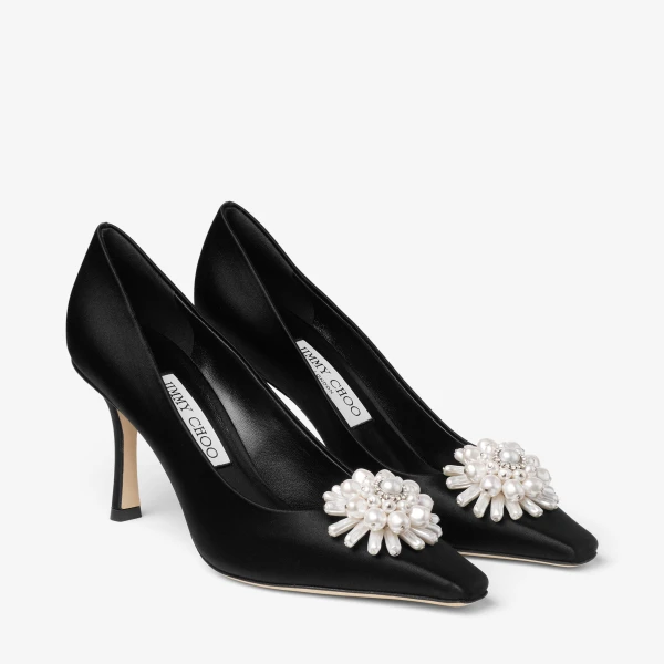 Black, Pearl and Crystal Jimmy Choo Ines Pump 85, view 4 | Heels