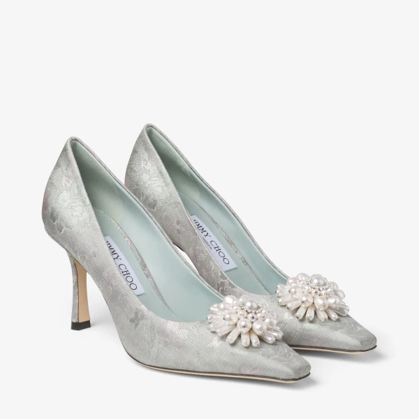 Light Verde, Pearl and Crystal Jimmy Choo Ines Pump 85, view 4 | Heels
