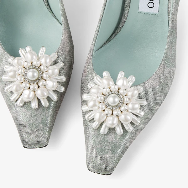 Light Verde, Pearl and Crystal Jimmy Choo Ines Pump 85, view 5 | Heels