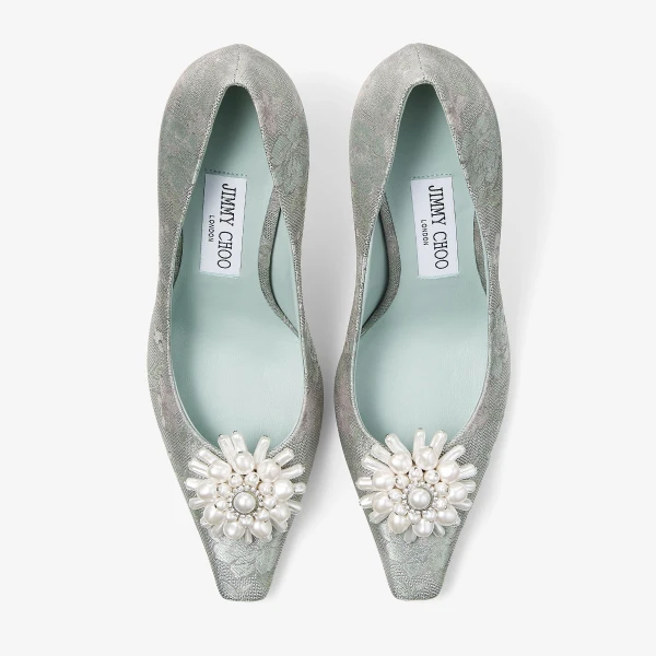 Light Verde, Pearl and Crystal Jimmy Choo Ines Pump 85, view 6 | Heels