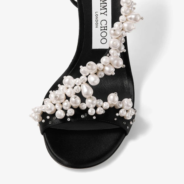 Black, Pearl and Crystal Jimmy Choo Irina 100 Sandals, view 5 | Sandals