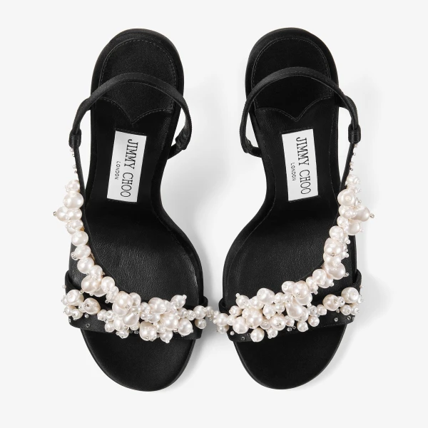 Black, Pearl and Crystal Jimmy Choo Irina 100 Sandals, view 6 | Sandals