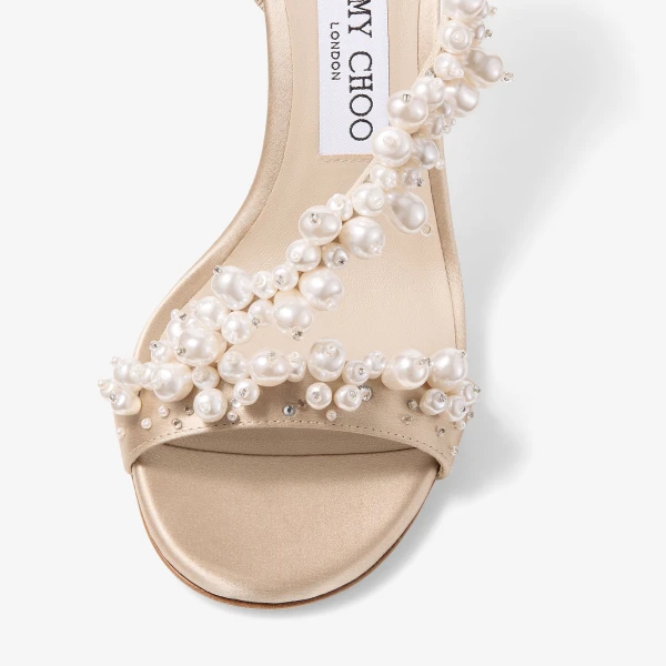 Stone, Pearl and Crystal Jimmy Choo Irina 100 Sandals, view 5 | Sandals