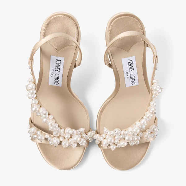 Stone, Pearl and Crystal Jimmy Choo Irina 100 Sandals, view 6 | Sandals