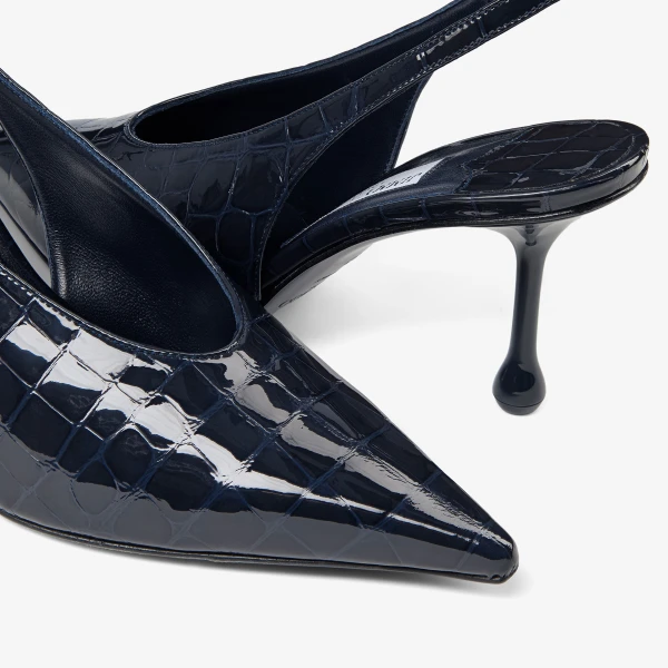 Navy Jimmy Choo Isa 80 Slingbacks, view 4 | Heels