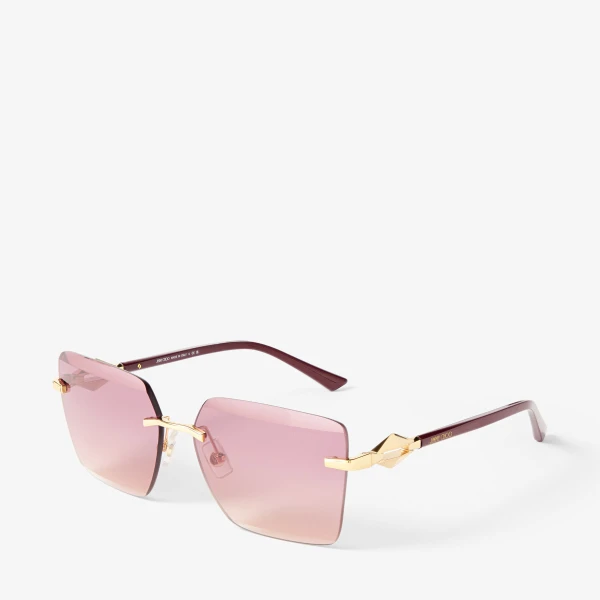Gold Cranberry Jimmy Choo Isaline Sunglasses, view 2 | Sunglasses