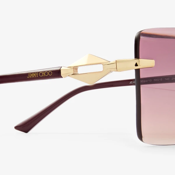 Gold Cranberry Jimmy Choo Isaline Sunglasses, view 3 | Sunglasses
