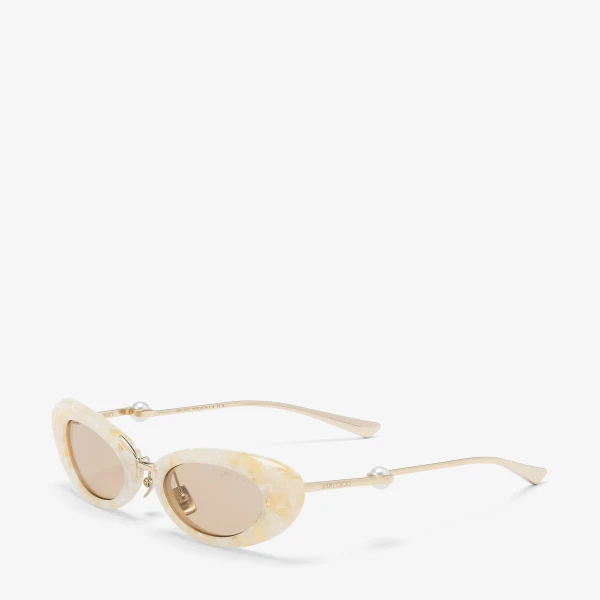 Shiny Mother of Pearl Jimmy Choo Ivey Sunglasses, view 4 | Sunglasses