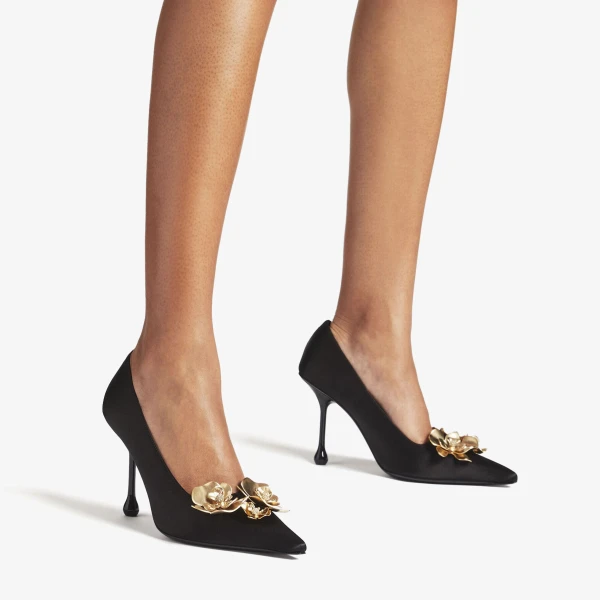 Black and Metal MIX Jimmy Choo Ixia 95 Pumps, view 2 | Heels